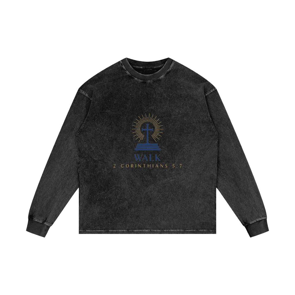 WALK Acid Wash Oversize Long Sleeve T-Shirt - 250 GSM